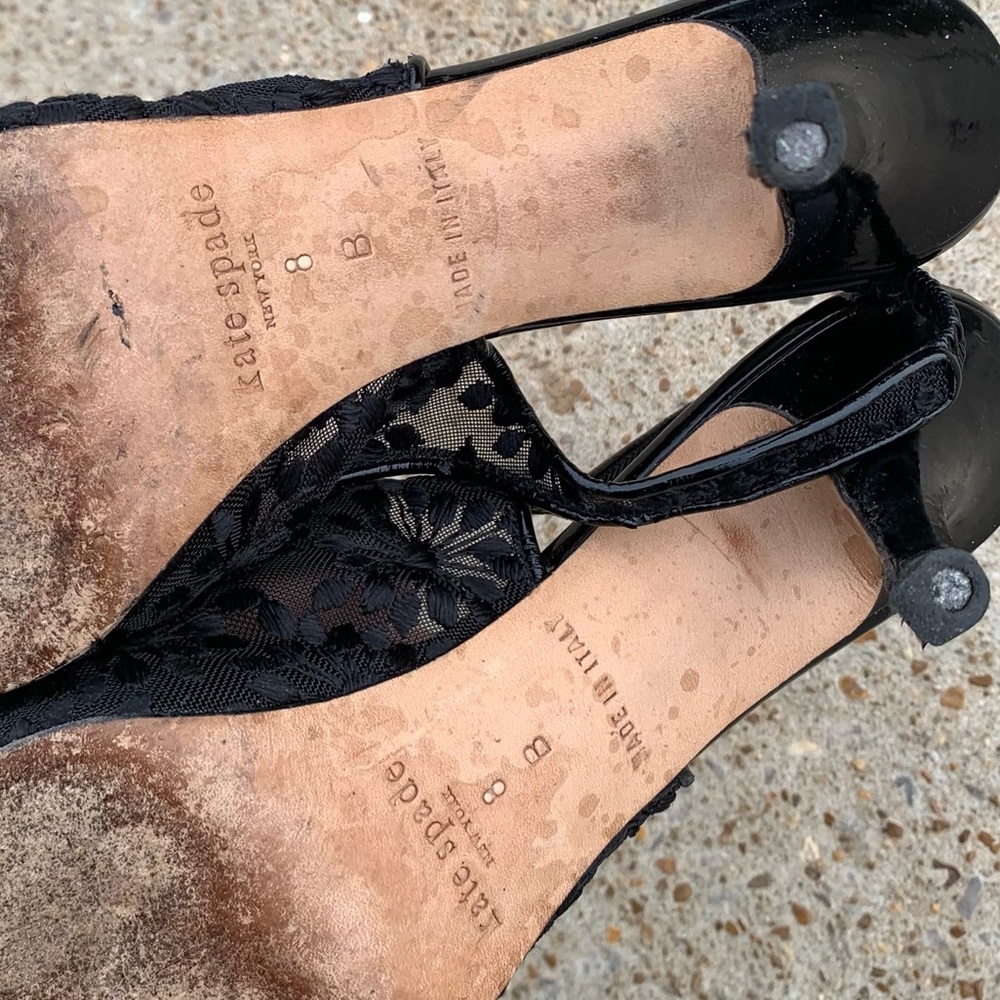 Kate Spade Black Lace Slingback Heels 8 - Picture 4 of 7
